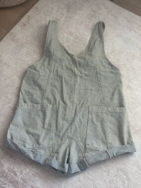 We The Free Light Blue Striped Denim-Style Pinafore